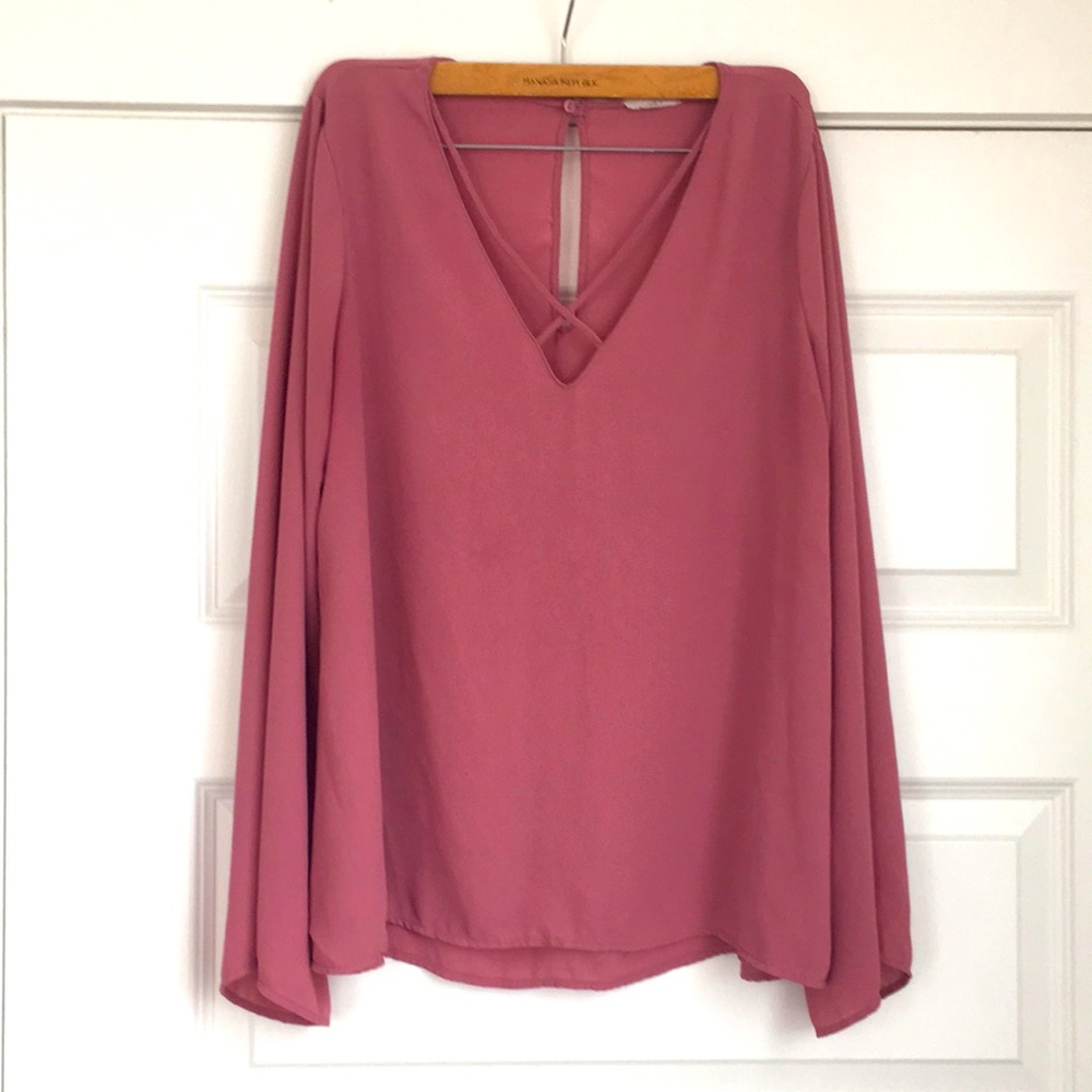 Anthropologie x Lush pink blouse, Size M